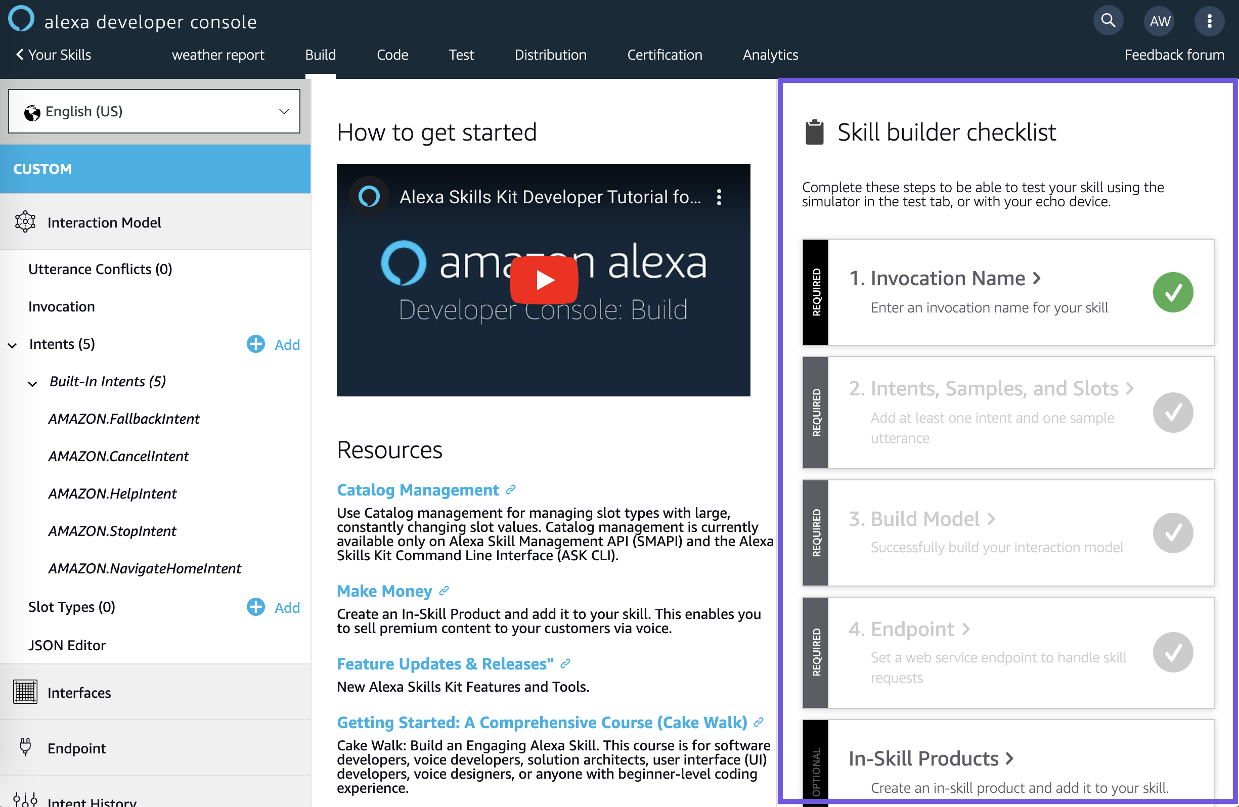 image of Alexa dev console 