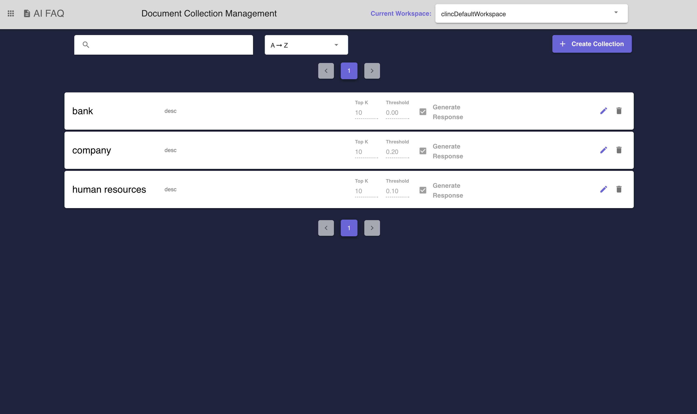 collection listing page