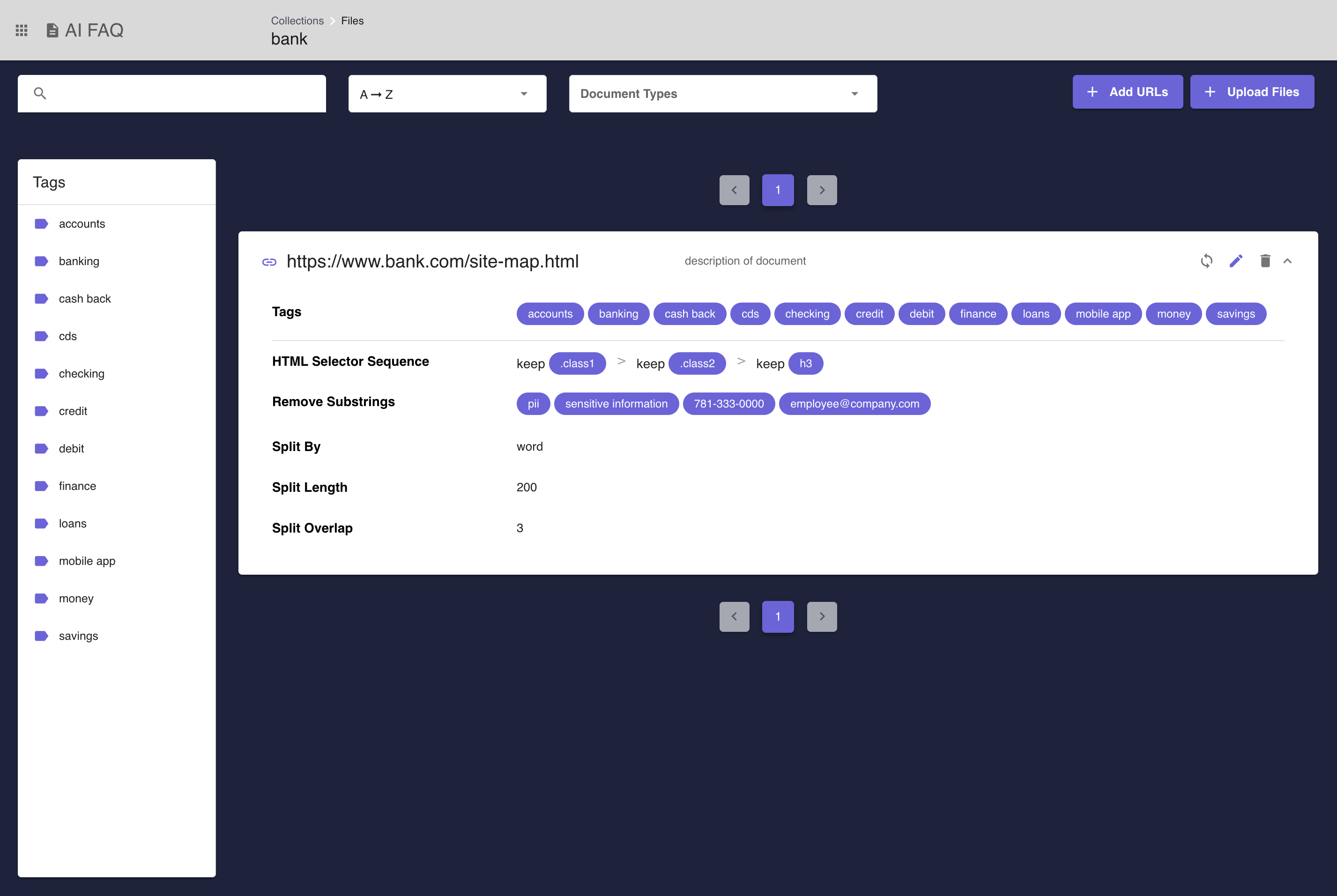 document listing page 