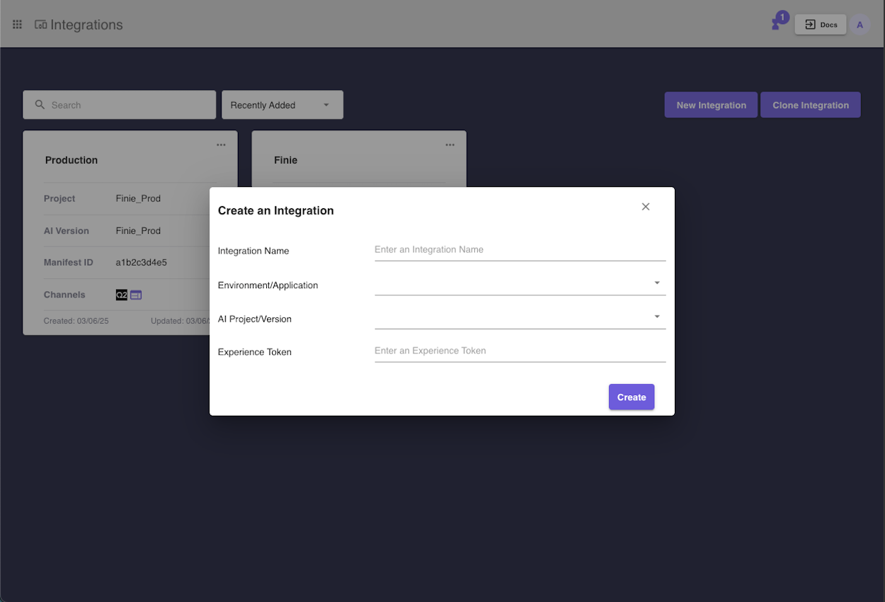 image of integrations page integration modal