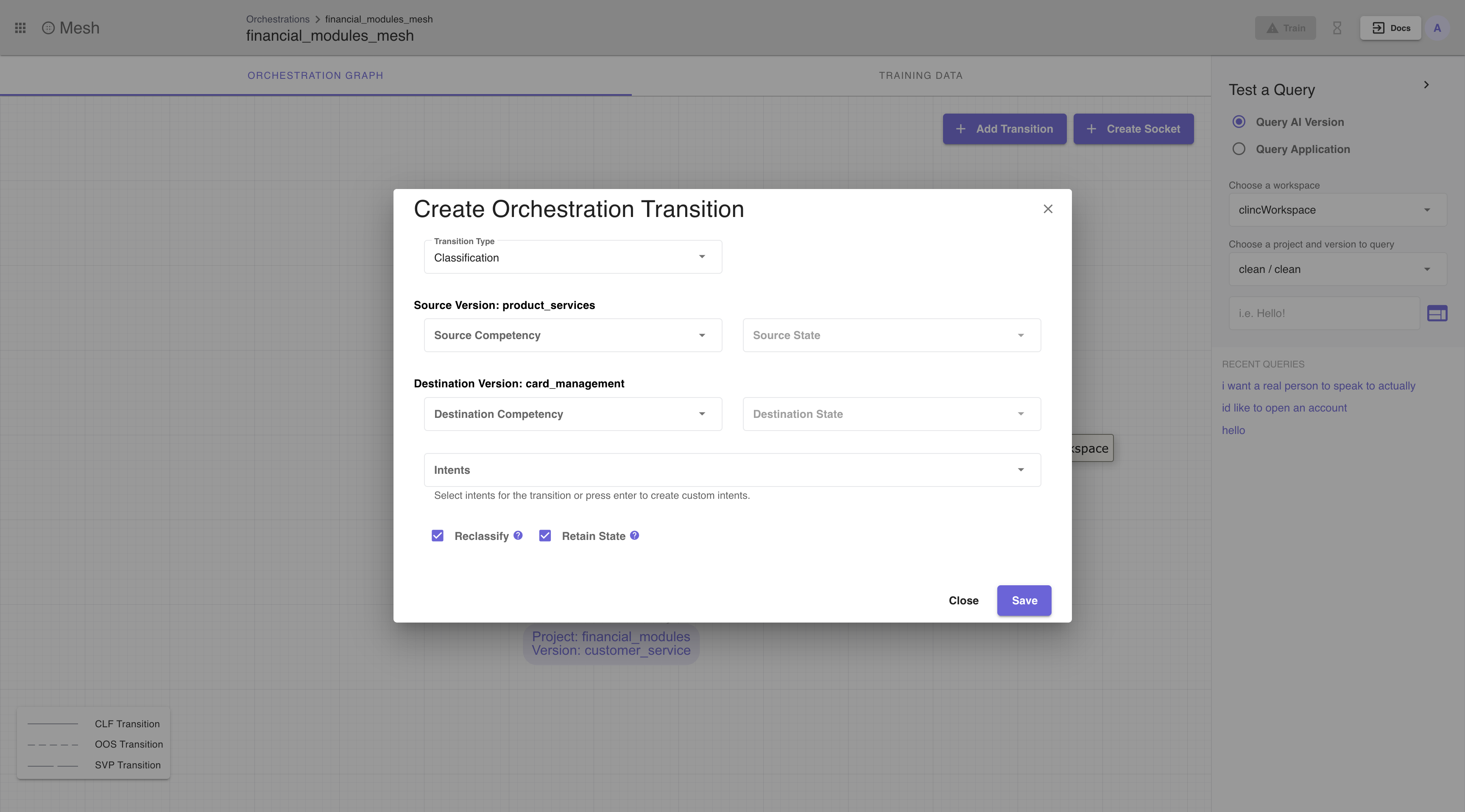 orchestration transition dialog