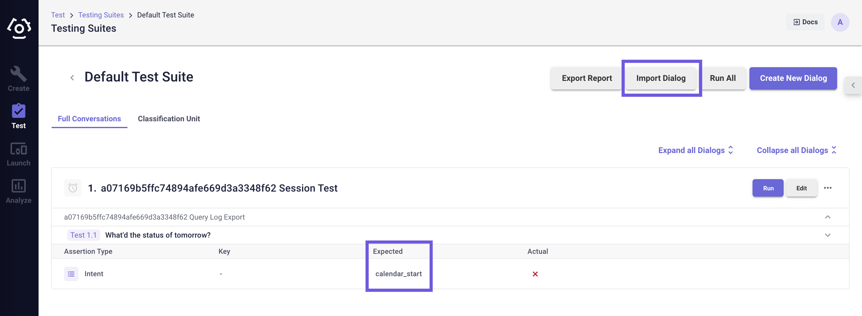 import test cases